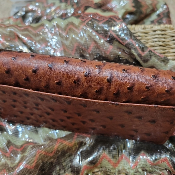 STAR Western Mens wallet Bifold W011-1 Ostrich Brown check book style. - Picture 5 of 8